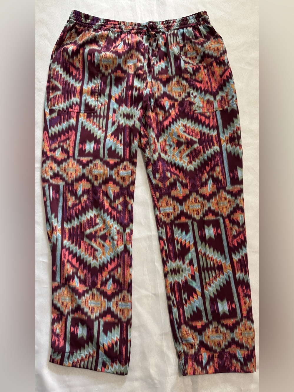 Anthropologie Lilka Aztec Print Pull-On Pant Elastic Hem Pockets Drawstring
